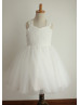 Ivory Lace Tulle Cross Back Flower Girl Dress